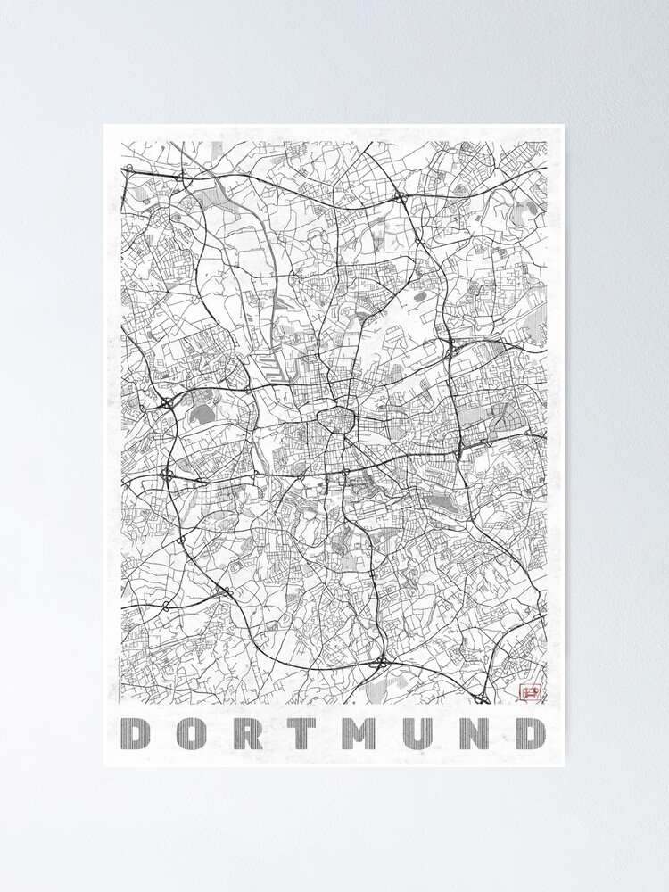 Alternate view of Dortmund Map Line Poster