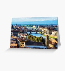 Impressions Of Florence - Arno River And The Bridges From Above Greeting Card