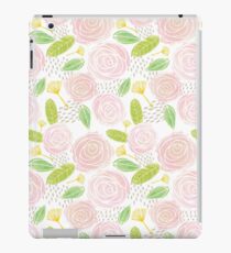 Pink Roses Illustrated Pattern iPad Case/Skin