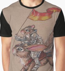 Camiseta gráfica Ardilla en armadura brillante con Bunny Steed de confianza