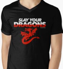 Slay Your Dragons (Red2) Men's V-Neck T-Shirt