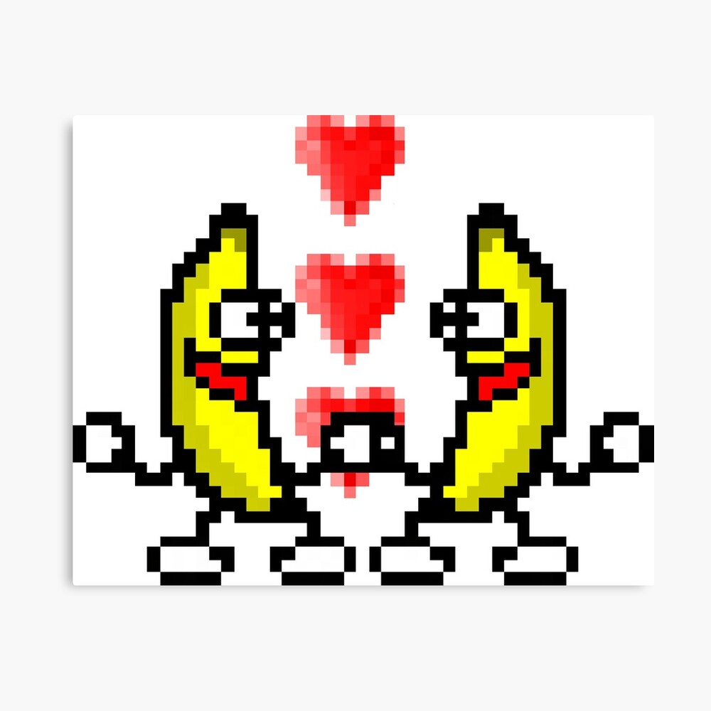 "Dancing pixellated bananas in love smiley emojis" Canvas Print by el