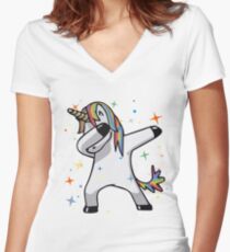 Original Unicorn Dab Women's Fitted V-Neck T-Shirt