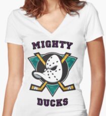 mighty ducks Women's Fitted V-Neck T-Shirt