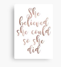 Rose gold she believed she could so she did Canvas Print