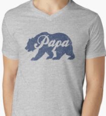 Vintage Papa Bär Vatertag Geschenk T-Shirt mit V-Ausschnitt