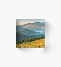 stacks of hay on the hill side Acrylic Block