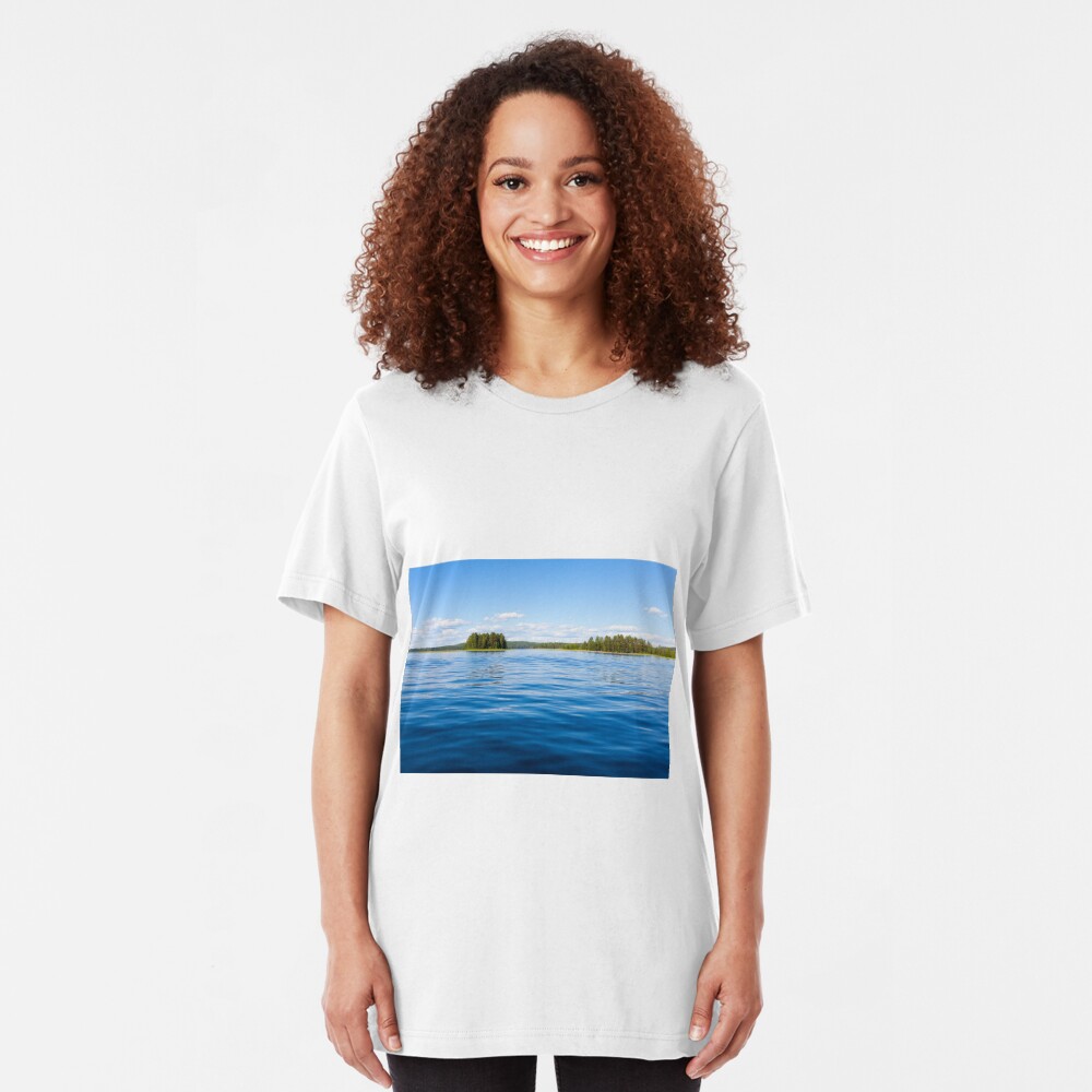 Finland lake scape at summer Slim Fit T-Shirt
