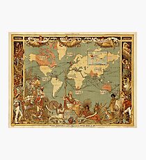 Antique Map of the World Vintage Photographic Print