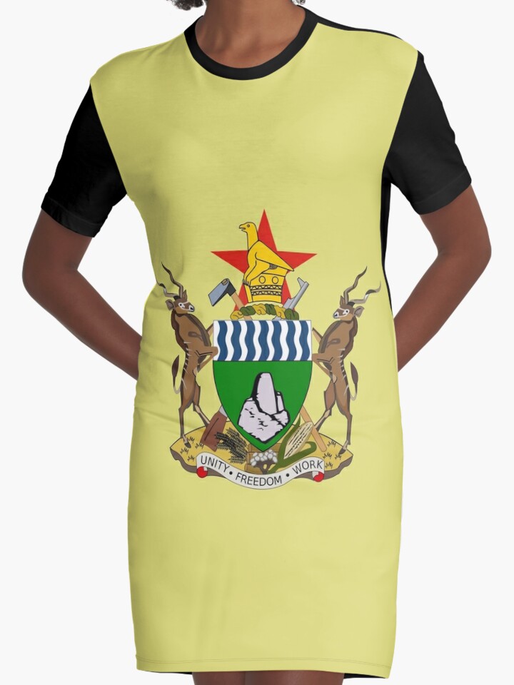 zimbabwe-coat-of-arms-graphic-t-shirt-dresses-by-planetterra-redbubble