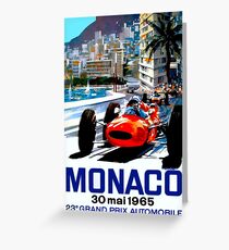 "MONACO GRAND PRIX" Vintage Auto Racing Print Greeting Card
