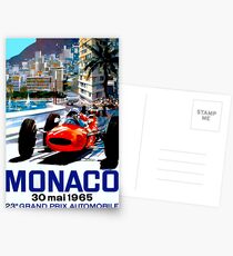 "MONACO GRAND PRIX" Vintage Auto Racing Print Postcards