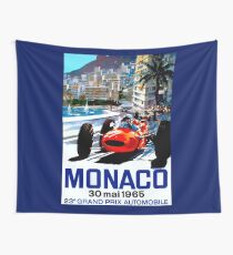 "MONACO GRAND PRIX" Vintage Auto Racing Print Wall Tapestry