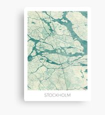 Stockholm Karte Blau Vintage Metallbild