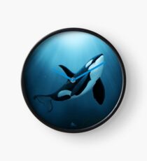 "The Dreamer" by Amber Marine ~ (Copyright 2015) orca art / killer whale digital painting Clock