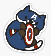 Cat-ain America Shield Cuddles Sticker