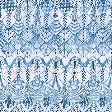 Artwork thumbnail, Owl Feathers in Indigo Blue by ThistleandFox