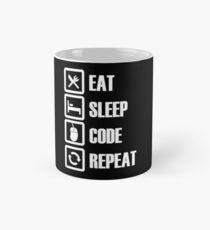 Eat Sleep Code wiederholen Tasse