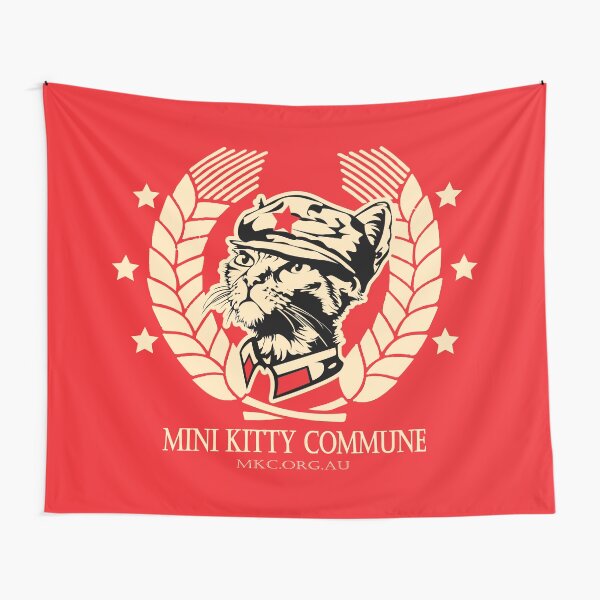 The Mini Kitty Commune Flag Tapestry