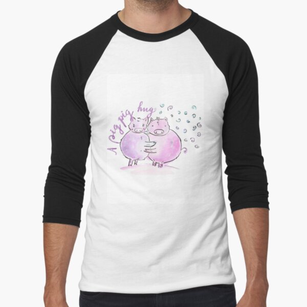 A pig pig hug! Baseball ¾ Sleeve T-Shirt