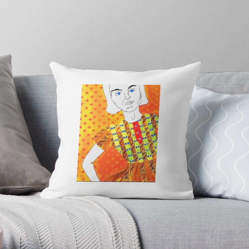 Angry Girl Collection Contrast Tank Throw Pillow