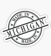 Pegatina Hecho en Michigan sello estilo logotipo símbolo negro