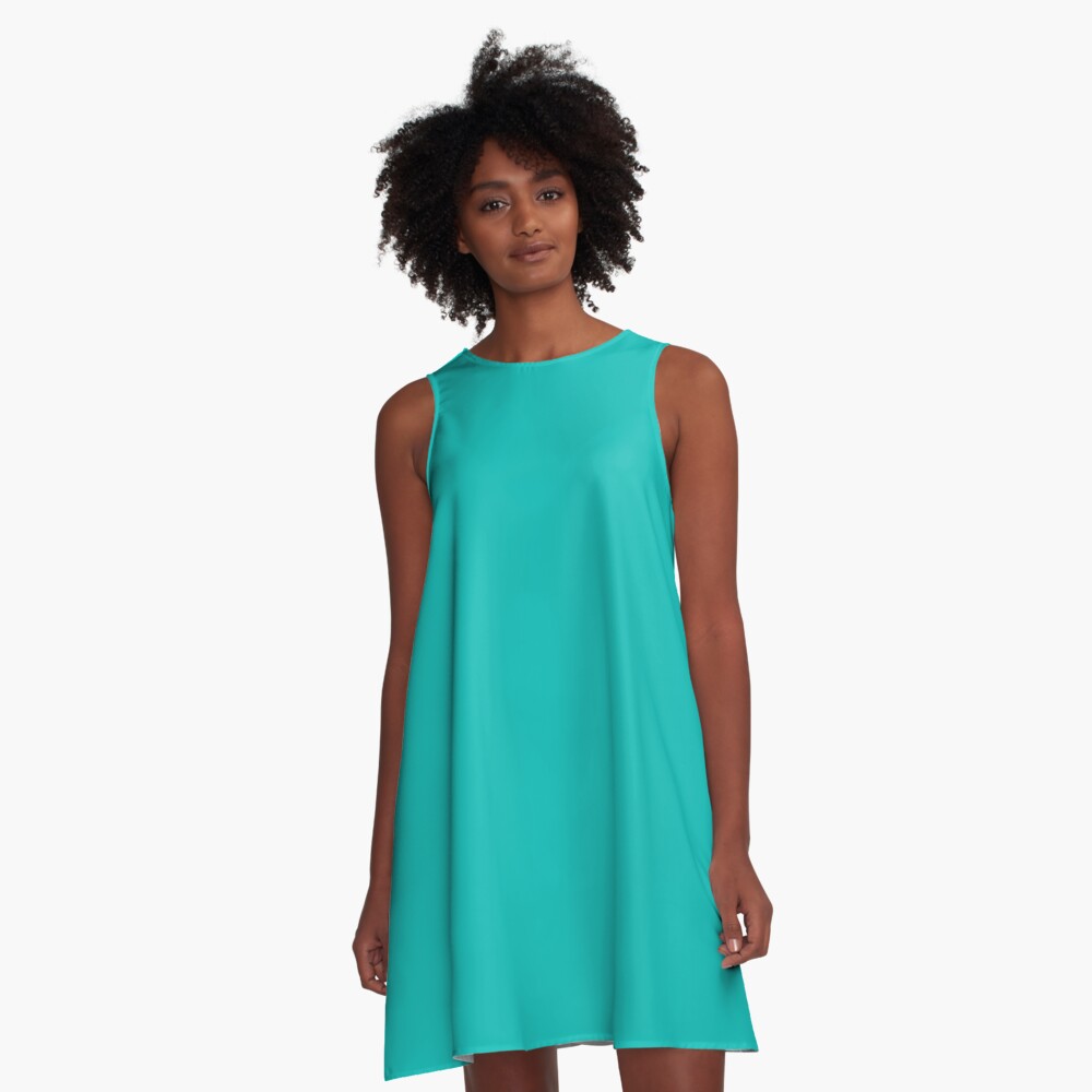 Dark Teal Blue Solid Color A Line Dress By Podartist Redbubble