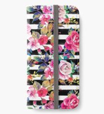 Cute spring floral and stripes watercolor pattern iPhone Wallet/Case/Skin