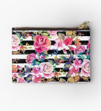 Cute spring floral and stripes watercolor pattern Studio Pouch