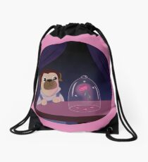 Beauty and the Pug Drawstring Bag