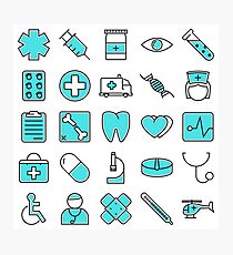 Medical Icons Symbol Pattern Photographic Print