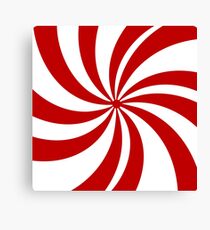 Merry Xmas red white swirls Christmas Candy Cane Canvas Print