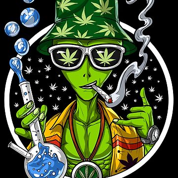 Alien Weed Sticker Stoner Hippie Vinyl Sticker Psychedelic Marijuana  Sticker Ganja Cannabis Decal Stoner Gifts Pot Smoker Gifts 