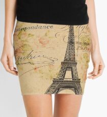 vintage floral retro paris eiffel tower Mini Skirt