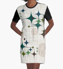 Eames Era Starbursts and Globes 1 (bkgrnd) Graphic T-Shirt Dress