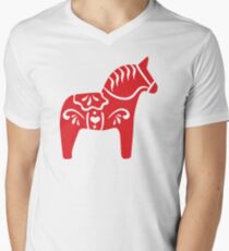 Dala Pferd T-Shirt mit V-Ausschnitt für Männer
