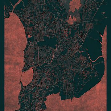Artwork thumbnail, Mumbai Map Red by HubertRoguski