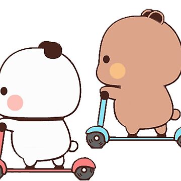 Cute Bubu And Dudu Are Playing Scooter Together Sticker for Sale by  gingersweet
