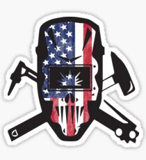 Welder Mask American Flag Sticker