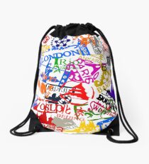 Mochila saco Patrón de sello de pasaporte de destino de viaje