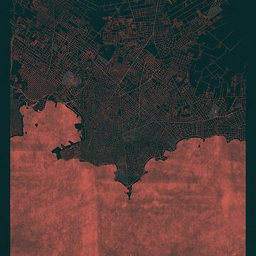Artwork thumbnail, Montevideo Map Red by HubertRoguski