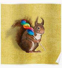 Squirrel with lollipop Poster