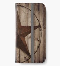 primitive western country barn wood grunge texas star iPhone Wallet/Case/Skin