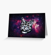 Psychedelic Cat (3D vintage effect) Greeting Card