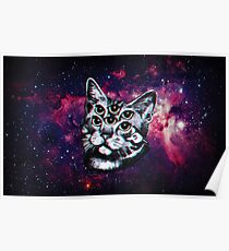 Psychedelic Cat (3D vintage effect) Poster