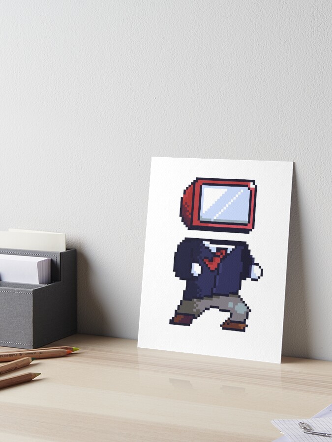 Chibi Tv Human Pixel Art Art Board Print By Ombrage Redbubble