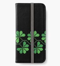 Rayé rétro shamrock Étui portefeuille/coque/skin iPhone