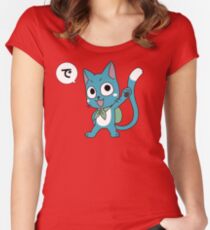 Glücklicher Schwanz Tailliertes Rundhals-Shirt