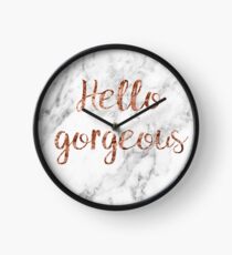 Hello gorgeous - rose gold marble Clock