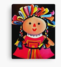 Mexican Maria Doll Black Canvas Print